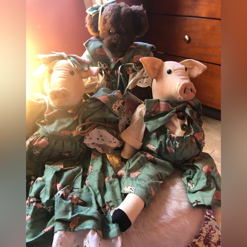 3 Plush Dolls Vintage